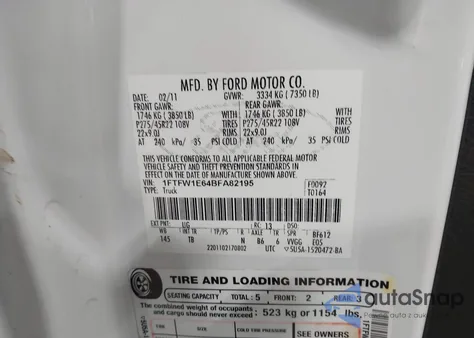 2011 Ford F-150 Lariat Limited from USA, damaged, VIN 1FTFW1E64BFA82195